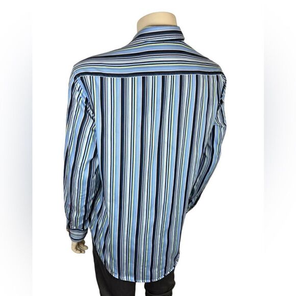 Like New Robert Graham L/S Casual Dress Shirt w/Colorful Vertical Stripes Sz XL - Picture 8 of 14